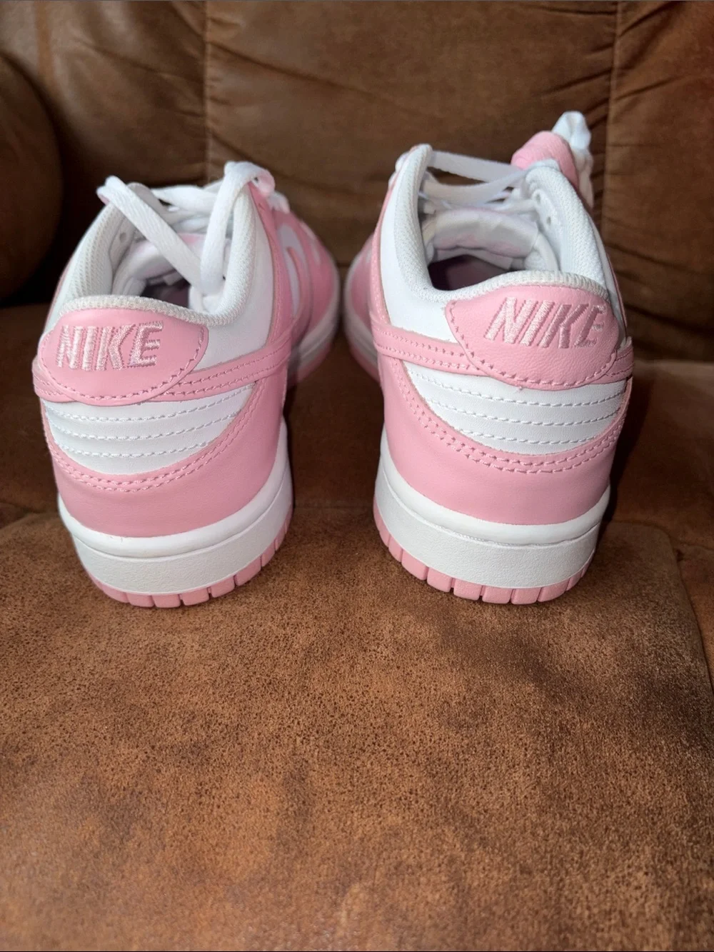 Nike Dunk Low Kids Pink and White Low-Top Sneakers with Extra Laces